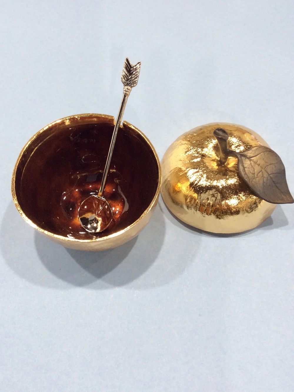 Michael Aram Apple Honey Pot with Spoon Nickelplate